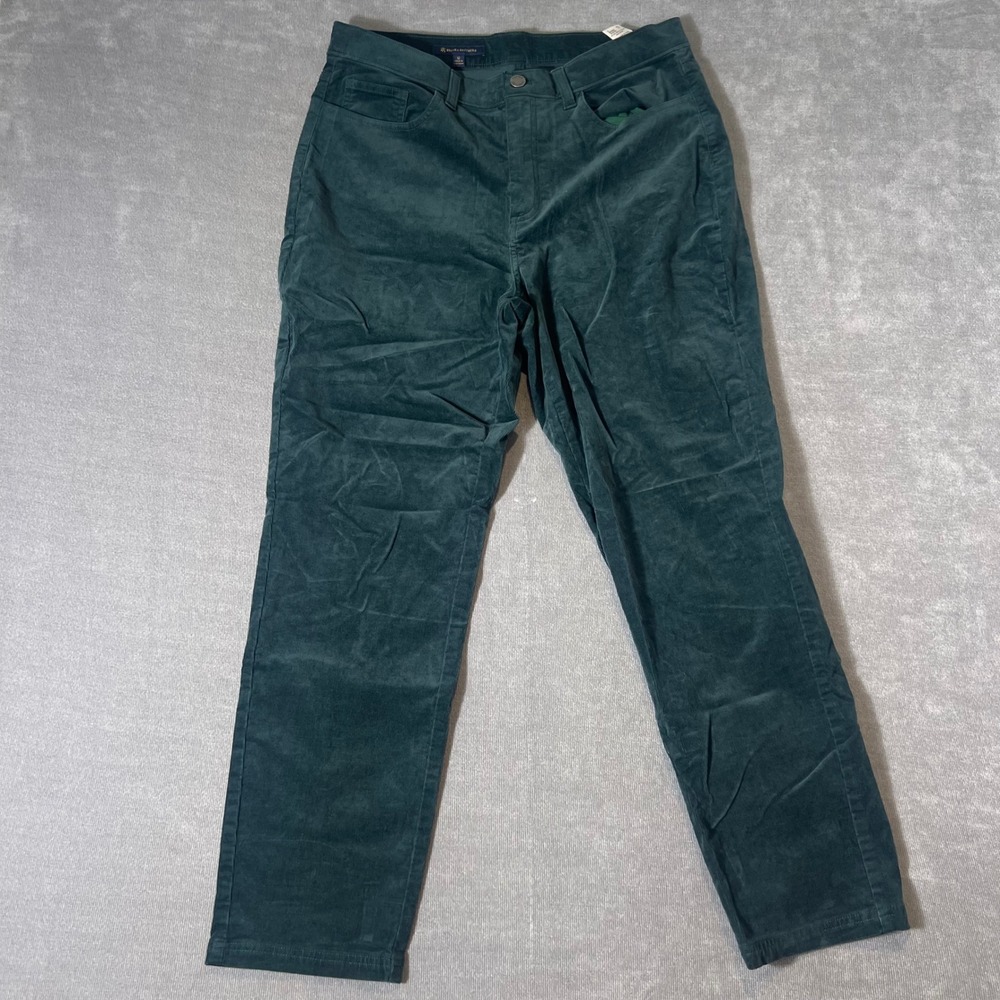 Brooks Brothers Womens 12 Green Corduroy Pants Straight Leg 5 Pocket Trousers